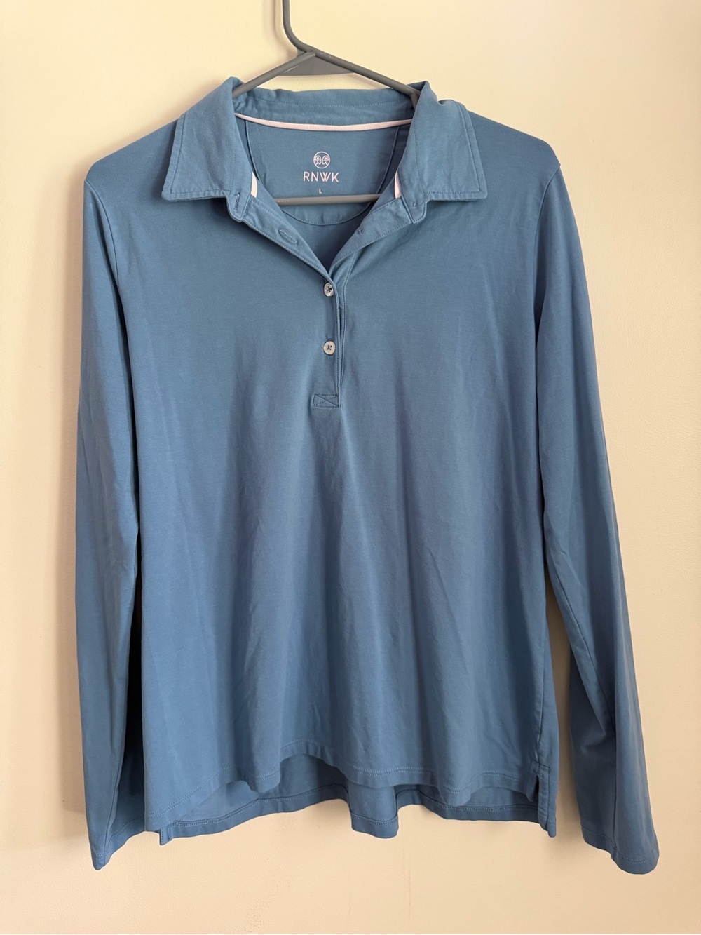 Renwick Pima Cotton Polo Top Women's Large Blue Long Sleeve Collared Shirt Golf